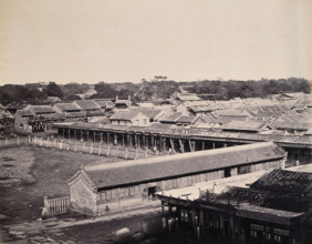 Beijing, China: buildings at the entrance to the Chinese quarter of the city (?)..., 1860. Creator: Felice Beato.