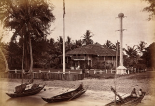 Malaya: a magistrate's house located by a Malay beach, 1881. Creator: John Edmund Taylor.