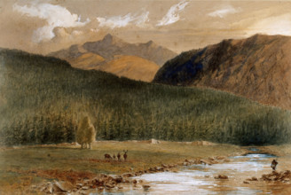 Loch Iregah (?) from the Dee at Inver (?), Aberdeenshire, 1889. Creator: James Billington Coughtrie.