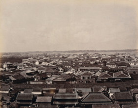 Yokohama, Japan: panoramic view of Yokohama town, looking towards the harbour, c1873. Creator: William Pryor Floyd.