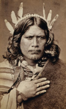 A Maori man with a tattoed face, c1870s. Creator: James Bragge.