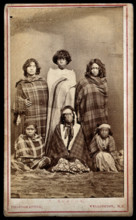 Six Maori people, c1870s. Creator: James Bragge.