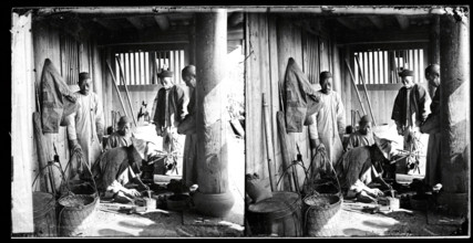 Foochow (Fuzhou), Fukien province, China: a coppersmith at work in his shop, 1871. Creator: John Thomson.