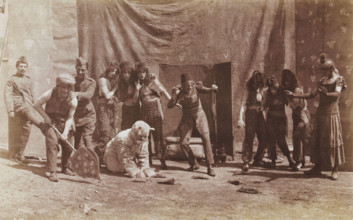 British airforce servicemen performing a sketch, striking an animated pose, 1918. Creator: Unknown.