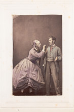 Two men, one in drag, posing in disagreement, [between 1890 and 1899?]. Creator: Unknown.