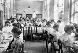 King Edward VII Sanatorium, Midhurst, Sussex: nurses and medical staff (?) about to dine, 1907. Creator: Unknown.
