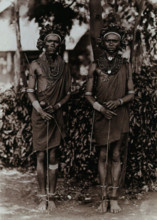 Two young Kikuyu men, carrying sticks, c1900. Creator: Unknown.