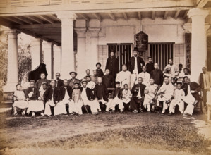 Malaya: Chinese merchants grouped outside their club house on Penang Island, 1881. Creator: John Edmund Taylor.