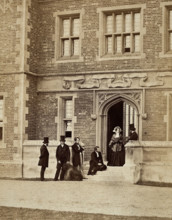 Group of six people with a sheepdog, c1860s. Creator: Unknown.