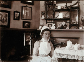 St Bartholomew's Hospital, London: a nurse taking tea, c1890. Creator: Unknown.