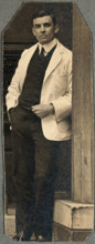 Charing Cross Hospital: full-length portrait of Basil Hood, 1906. Creator: Unknown.