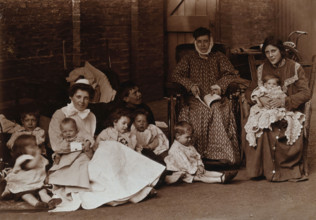 St Mary's Hospital, Plaistow: patients, children and a nurse, 1904. Creator: Unknown.