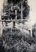 Sarawak: two Kenyah people boring a blowpipe, c1900. Creator: Unknown.