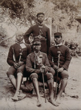 Natal, South Africa: four African policemen in uniform, 1896. Creator: Unknown.