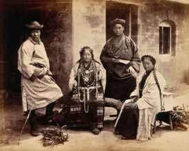 Darjeeling, India: women and men in traditional dress, 1904. Creator: Unknown.