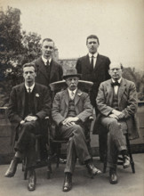 Sir Edward Albert Sharpey-Shafer and four others, 1913. Creator: Unknown.