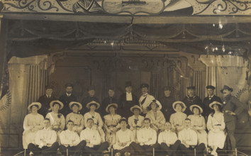 Men on a large stage set, [between 1910 and 1919 and between 1920 and 1929?]. Creator: Unknown.
