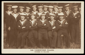 British prisoners of war posing for "The Timbertown Follies", at a prisoner of war...[1910-1919?]. Creator: Unknown.
