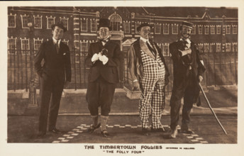 Four British prisoners of war, posing for "The Timbertown Follies", at a prisoner..., [1910-1919?]. Creator: Unknown.