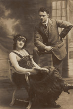 L'Alouette and Arthur Frith of 'The Goods' concert party, posing on stage, (between 1910 and 1919?). Creator: Unknown.