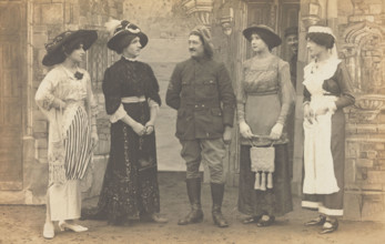 Prisoners of war performing a play at a prisoner of war camp in Cottbus, (between 1910 and 1919?). Creator: Unknown.