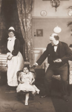 Edward Garratt in character as "The little stranger"; performs a scene, c1906. Creator: Unknown.