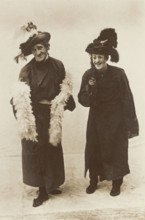 Dick Horn and Harry Brandon dressed as pantomime dames for the Bow Bells...(between 1910 and 1919?). Creator: Unknown.