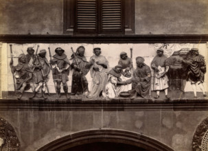 Ospedale del Ceppo, Pistoia: part of the sculpted relief of the works of mercy, c1860s. Creator: Fratelli Alinari.
