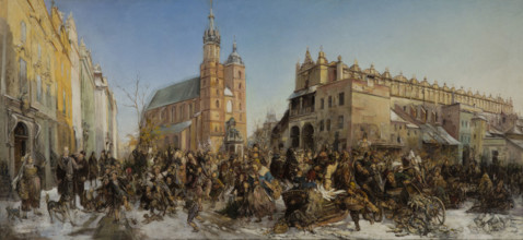Fair on the Main Market Square in Krakow, between 1875-1880. Creator: Hippolyte Lipinski.