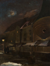 Small Market Square in Krakow at Night, 1903. Creator: Henryk Szczyglinski.