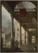 Perspective of a Colonnade Portico, 18th century. Creator: Unknown.