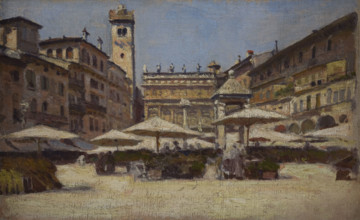 Piazza delle Erbe in Verona, c1900. Creator: Aleksander Gierymski.