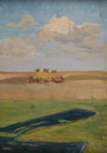 Landscape with Stacks, 1900. Creator: Unknown.