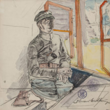 Portrait of Dr. Edward Wertheim, Lieutenant Physician of the Polish Legions, March-June 1916]. Creator: Leopold Gottlieb.