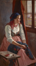 Girl at the Window, 1903. Creator: Wincenty Wodzinowski.