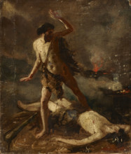 Death of Abel / Skull-Two-sided Painting, 19th century. Creator: Unknown.