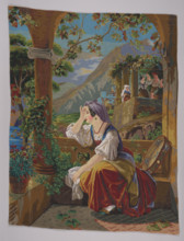 Picture embroidered with glass beads, 1864. Creator: Unknown.