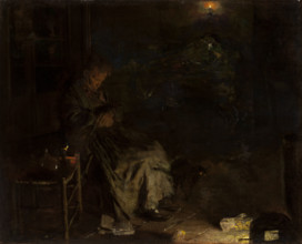 Old Woman Watching over a Dead Body I, 1878-1890. Creator: Aleksander Gierymski.