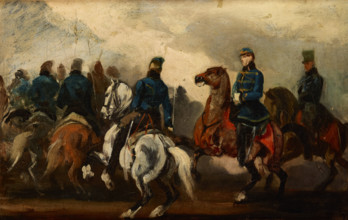 Detachment of Austrian Hussars, between 1837-1840, after 1850. Creator: Piotr Michalowski.