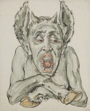 Paper for the Polychrome of St. Mary's Church - Bust of the Devil with a Gaping Mouth, 1890. Creator: Jan Matejko.