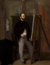 Self-Portrait at the Easel, 1858. Creator: Henryk Rodakowski.