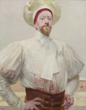 Self-Portrait in a White Attire, 1914. Creator: Jacek Malczewski.