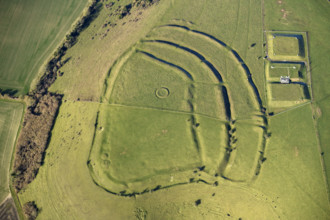 White Sheet Castle, a multivallate hillfort earthwork, bowl barrow earthwork and  covered..., 2023 Creator: Damian Grady.