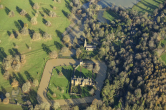 Broughton Castle fortified house, gatehouse and moat, Oxfordshire, 2024. Creator: Damian Grady.