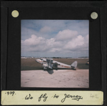 The Guernsey and Jersey Airways de Havilland D H 86 Express G-ACZP on a runway, perhaps at..., 1939. Creator: Norman Kingsley Harrison.