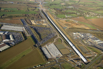 Construction of the Chipping Warden Green Tunnel on the HS2 railway line, West Northants, 2024. Creator: Damian Grady.