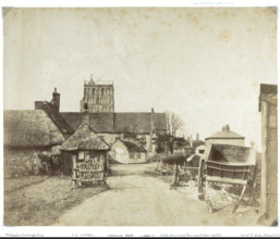 St Clement’s Church in Sandwich, seen from the south, with a cart and thatched..., 1854-1857. Creator: WG Campbell.