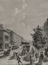 Ringstrasse and exterior of the State Opera, Vienna, 1878.  Creator: August Stefan Kronstein.