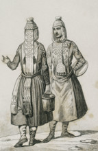 Chuvash people wearing traditional clothing, 1839. Creator: Augustin François Lemaitre.