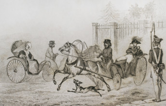 Droschki, Russia; small Russian carriage, 1839. Creator: Augustin François Lemaitre.